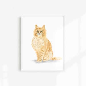 Orange Cat Art Print, Cat Illustration, Pet Portrait, Cat Artwork, Orange Cat Wall Art, Cat Decor, Kitty Art Print, Kitten Nursery Print