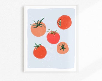 Kitchen Wall Decor, Tomato Art Print, Vegetable Artwork, Food Decor, Veggie Art, Tomatoes, Kitchen Print, Veggie Print, Dining Room Art