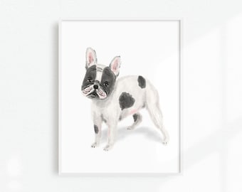 French Bulldog Art Print, Frenchie Dog Portrait, French Bulldog Artwork, Dog Art Print, Dog Decor, Dog Lover Gift, French Bulldog Wall Art