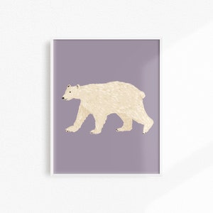 Polar Bear Art Print, Polar Bear Painting, Kids Room Art Print, Polar Bear Nursery Decor, Bear Wall Art, Animal Lover Gift, Animal Art image 1