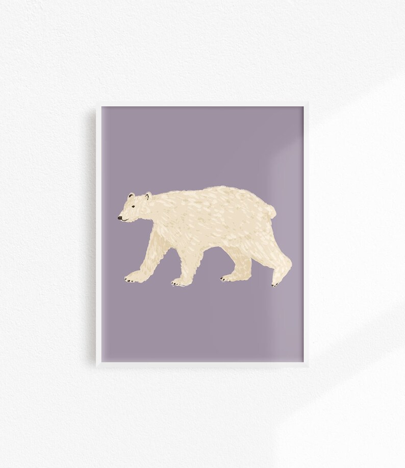 Polar Bear Art Print, Polar Bear Painting, Kids Room Art Print, Polar Bear Nursery Decor, Bear Wall Art, Animal Lover Gift, Animal Art image 1