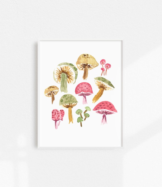 Watercolor Mushroom Art Print Fall Home Decor Mushroom Wall | Etsy
