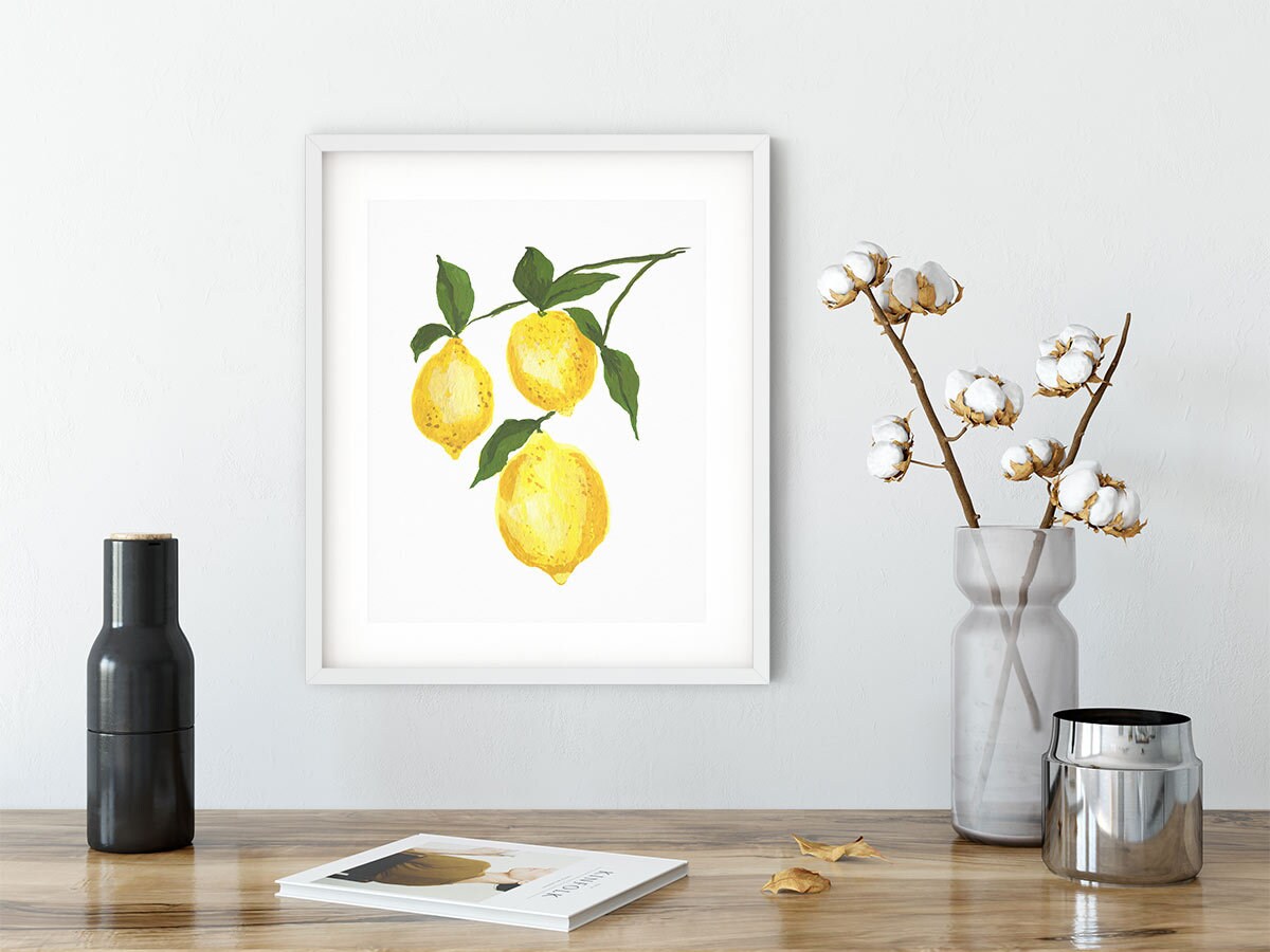 Lemon Decor Lemon Print Kitchen Wall Decor Lemon Artwork | Etsy