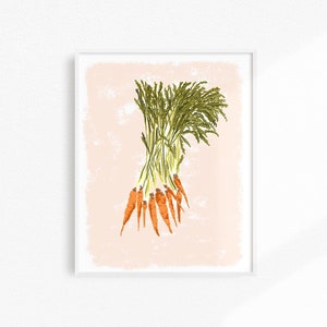 Carrot Art Print, Kitchen Wall Decor, Vegetable Artwork, Food Decor, Veggie Art, Carrots, Kitchen Print, Veggie Print, Dining Room Art