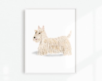 Scottish Terrier Art Print, Scottie Dog Illustration, Pet Portrait, Scottie Wall Art, Dog Wall Decor, Scottie Artwork, Scottie Dog Painting