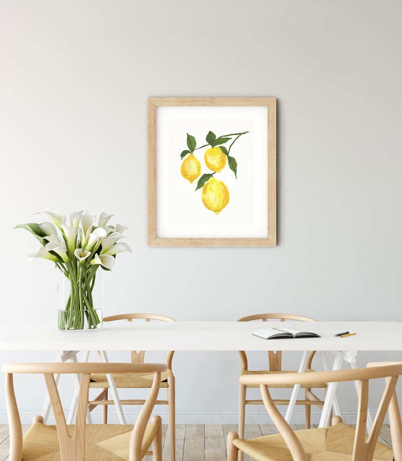 Lemon Art Print Kitchen Wall Decor Painted Lemon Artwork Etsy France