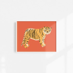 Jungle Tiger Print, Tiger Artwork, Tiger Art Print, Jungle Nursery Decor, Red Tiger Decor, Jungle Cat, Tiger Nursery Print, Jungle Decor