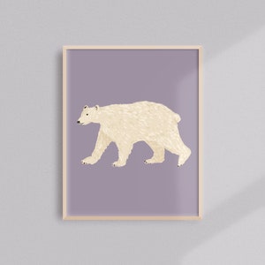 Polar Bear Art Print, Polar Bear Painting, Kids Room Art Print, Polar Bear Nursery Decor, Bear Wall Art, Animal Lover Gift, Animal Art image 3