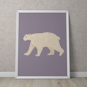 Polar Bear Art Print, Polar Bear Painting, Kids Room Art Print, Polar Bear Nursery Decor, Bear Wall Art, Animal Lover Gift, Animal Art image 4