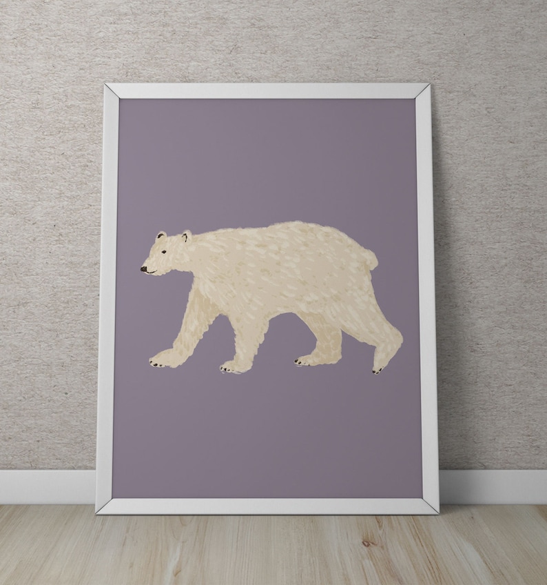 Polar Bear Art Print, Polar Bear Painting, Kids Room Art Print, Polar Bear Nursery Decor, Bear Wall Art, Animal Lover Gift, Animal Art image 4