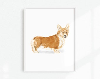 Corgi Art Print, Dog Art, Pet Portrait, Corgi Artwork, Dog Art Print, Dog Decor, Puppy Art Print, Dog Lover Gift, Welsh Corgi Wall Art