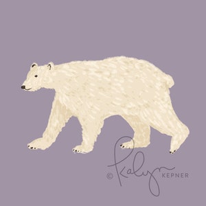 Polar Bear Art Print, Polar Bear Painting, Kids Room Art Print, Polar Bear Nursery Decor, Bear Wall Art, Animal Lover Gift, Animal Art image 2