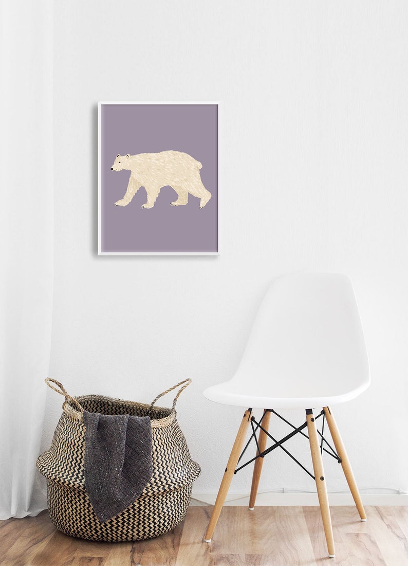 Polar Bear Art Print, Polar Bear Painting, Kids Room Art Print, Polar Bear Nursery Decor, Bear Wall Art, Animal Lover Gift, Animal Art image 5