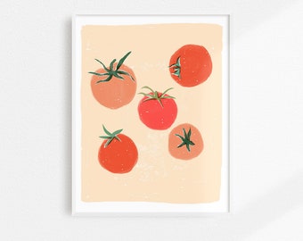 Tomato Art Print, Kitchen Wall Decor, Vegetable Artwork, Food Decor, Veggie Art, Tomatoes, Kitchen Print, Veggie Print, Dining Room Art