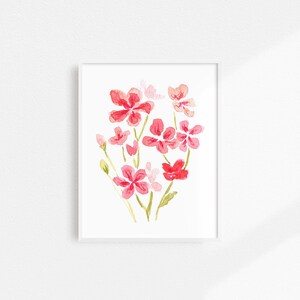 Watercolor Flowers Artwork, Painted Pink Floral Wall Decor, Pink Geraniums Home Decor, Pink Floral Artwork, Watercolor Botanical Art Print