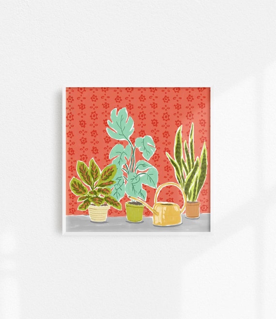 House Plants Art Print Unique Plant Wall Art Indoor Plant Etsy