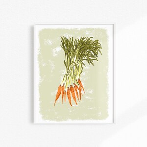Vegetable Art Print, Kitchen Wall Decor, Carrot Artwork, Food Decor, Veggie Wall Hanging, Unique Kitchen Print, Dining Room Art