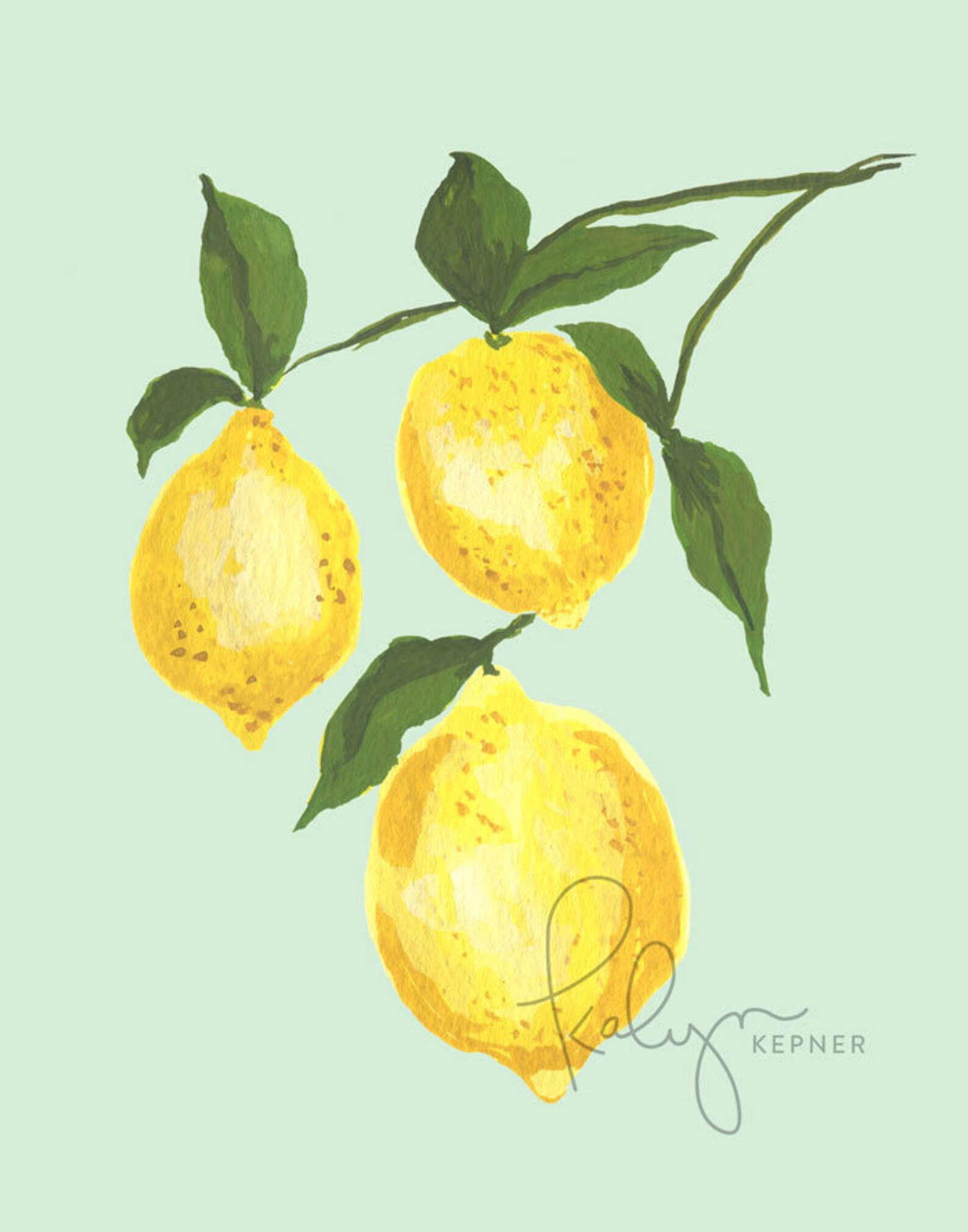 Kitchen Art, Lemon Art Print, Kitchen Wall Decor, Lemon Artwork, Food