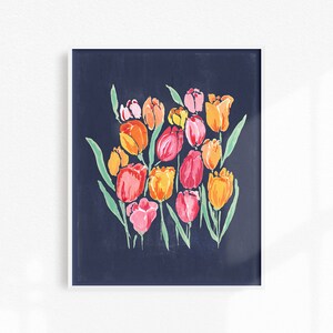 Spring Tulips Wall Art, Mothers Day Gift, Mom Gift, Painted Tulips Art Print, Unique Living Room Art, Tulips Painting, Floral Wall Hanging