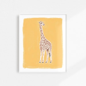 Nursery Animal Wall Art, Gender Neutral Nursery Decor, Giraffe Wall Art, Safari Wall Decor, Baby Animal Wall Art, Yellow Nursery Art Print