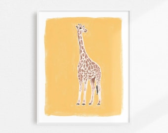 Nursery Animal Wall Art, Gender Neutral Nursery Decor, Giraffe Wall Art, Safari Wall Decor, Baby Animal Wall Art, Yellow Nursery Art Print