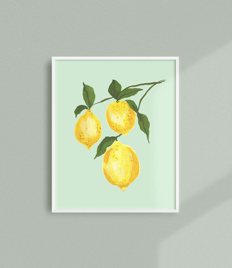 Kitchen Art, Lemon Art Print, Kitchen Wall Decor, Lemon Artwork, Food