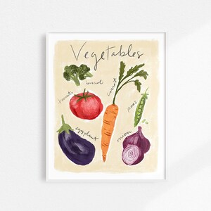 Kitchen Wall Decor, Vegetable Art Print, Vegetable Artwork, Food Decor, Veggie Art, Vegetables, Kitchen Print, Veggie Print, Dining Room Art