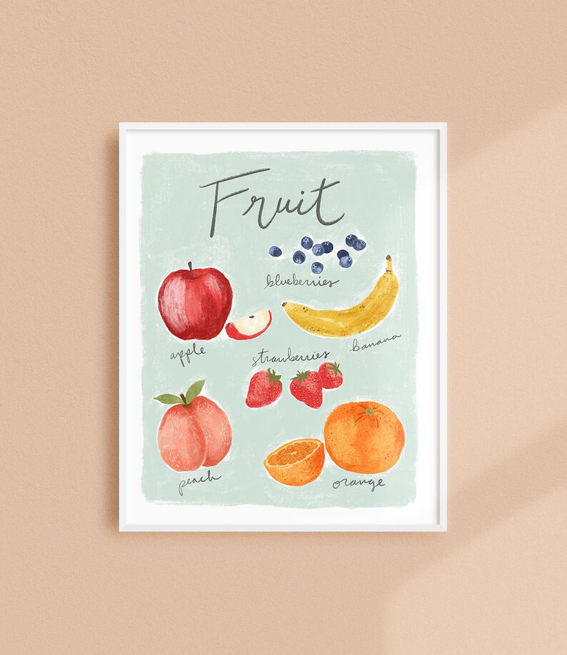 Fruit Art Print Kitchen Decor Food Artwork Dining Decor Etsy