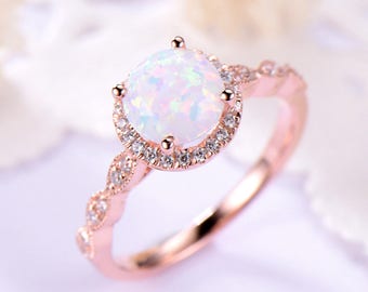 rose gold ring with opal