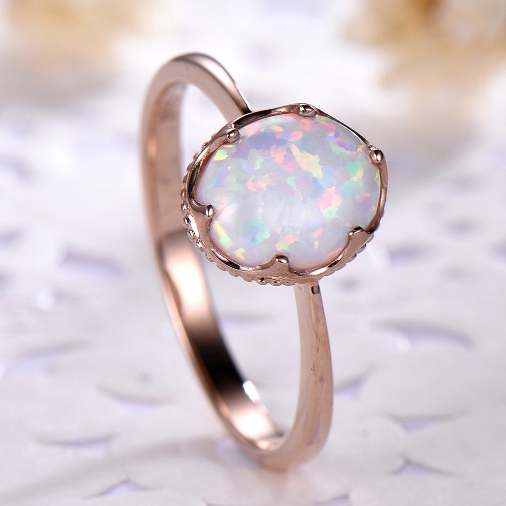 Opal Engagement Ring 14k 18k Rose Gold 925 Sterling Silver | Etsy