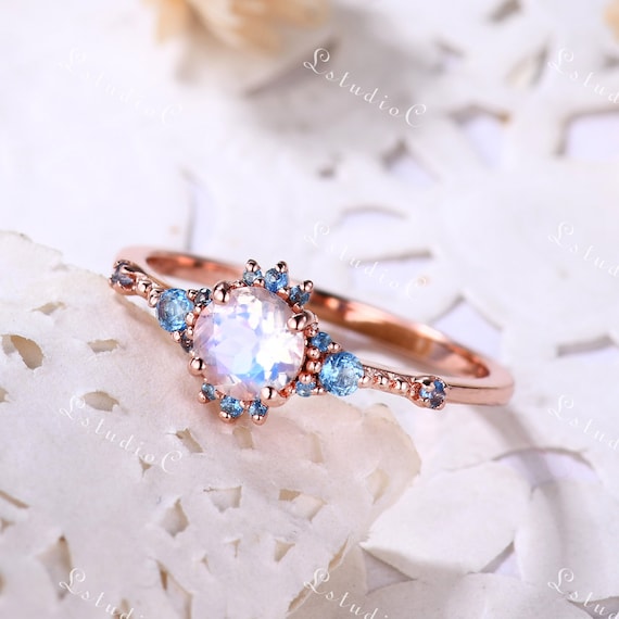 Rainbow moonstone wedding ring best sale