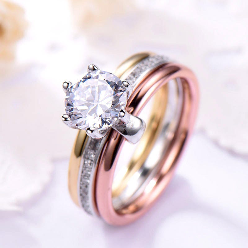 Unique CZ Diamond Engagement Ring 14k 18k 925 Sterling Silver - Etsy