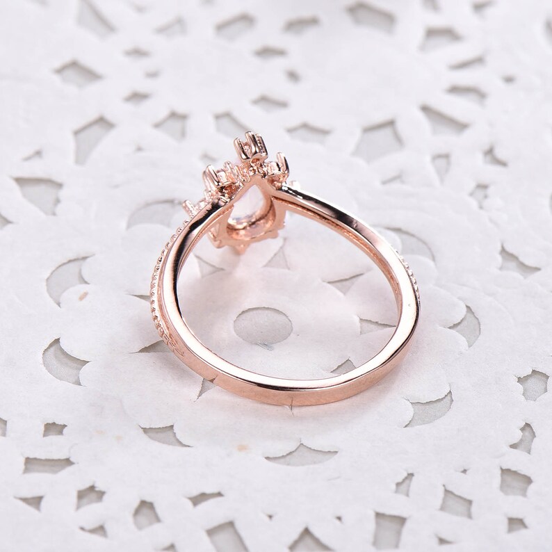 Dainty Pear taglio Morganite Fidanzamento Anello Pera Shape Rosa Morganite Anello Nuziale Anello in Argento Sterling Anello Oro Rosa Promise Ring Anello Donna Anello immagine 3