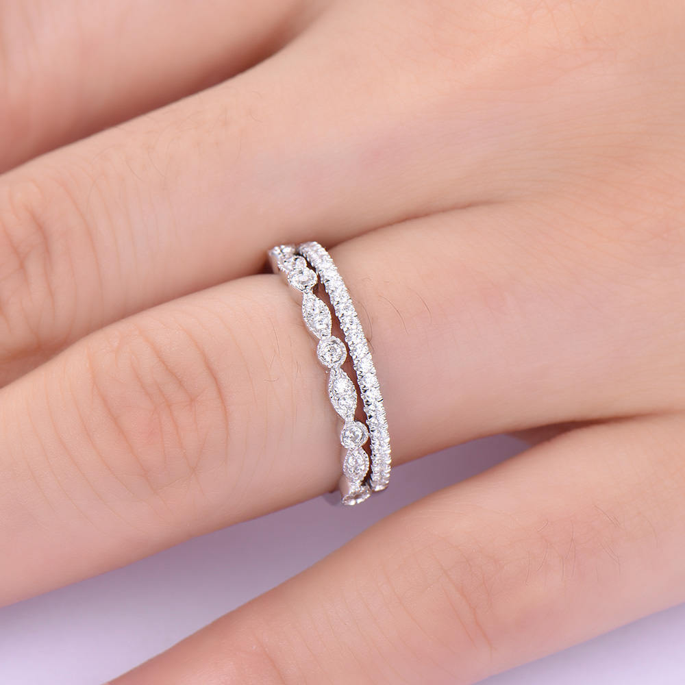 Moissanite Wedding Band White Gold Moissanite Wedding Ring Set Etsy