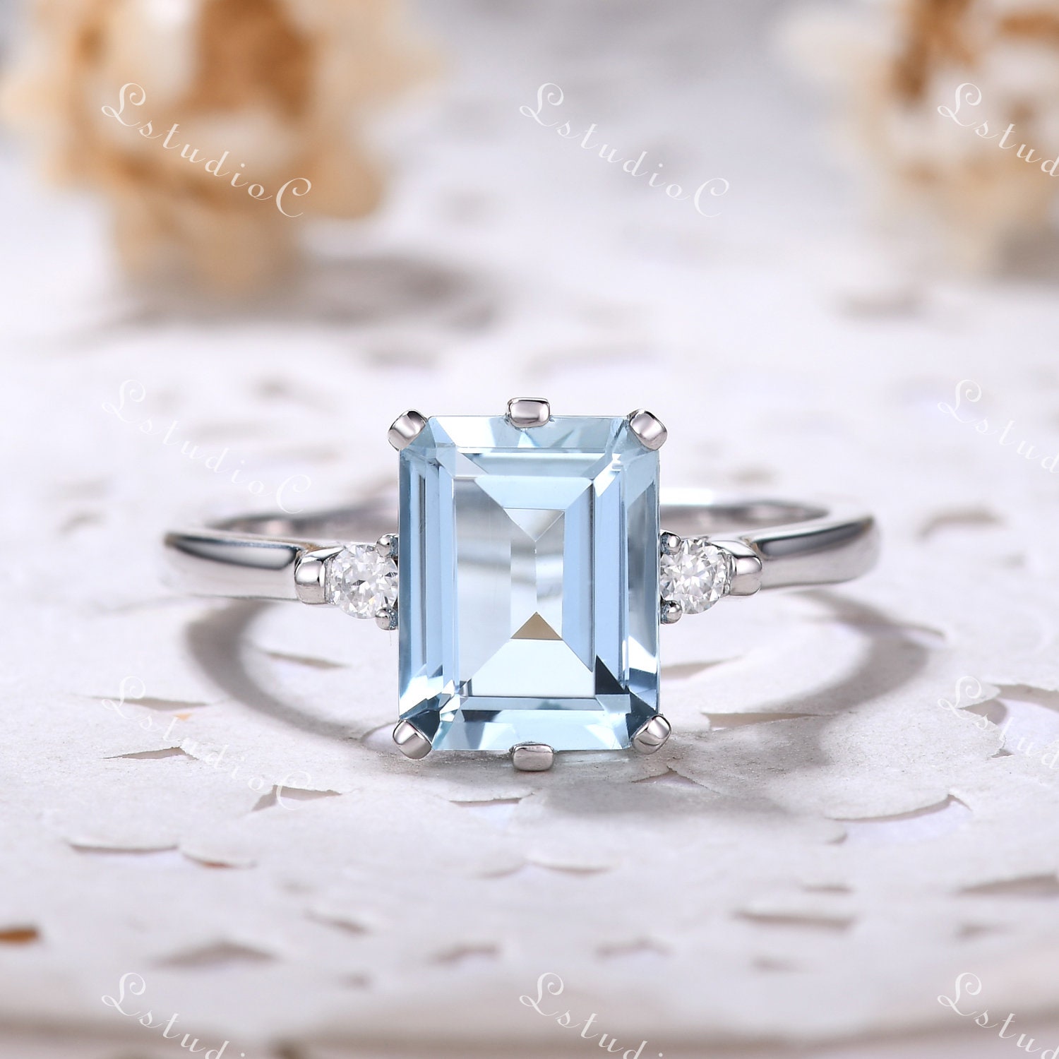 Dainty aquamarine shop ring