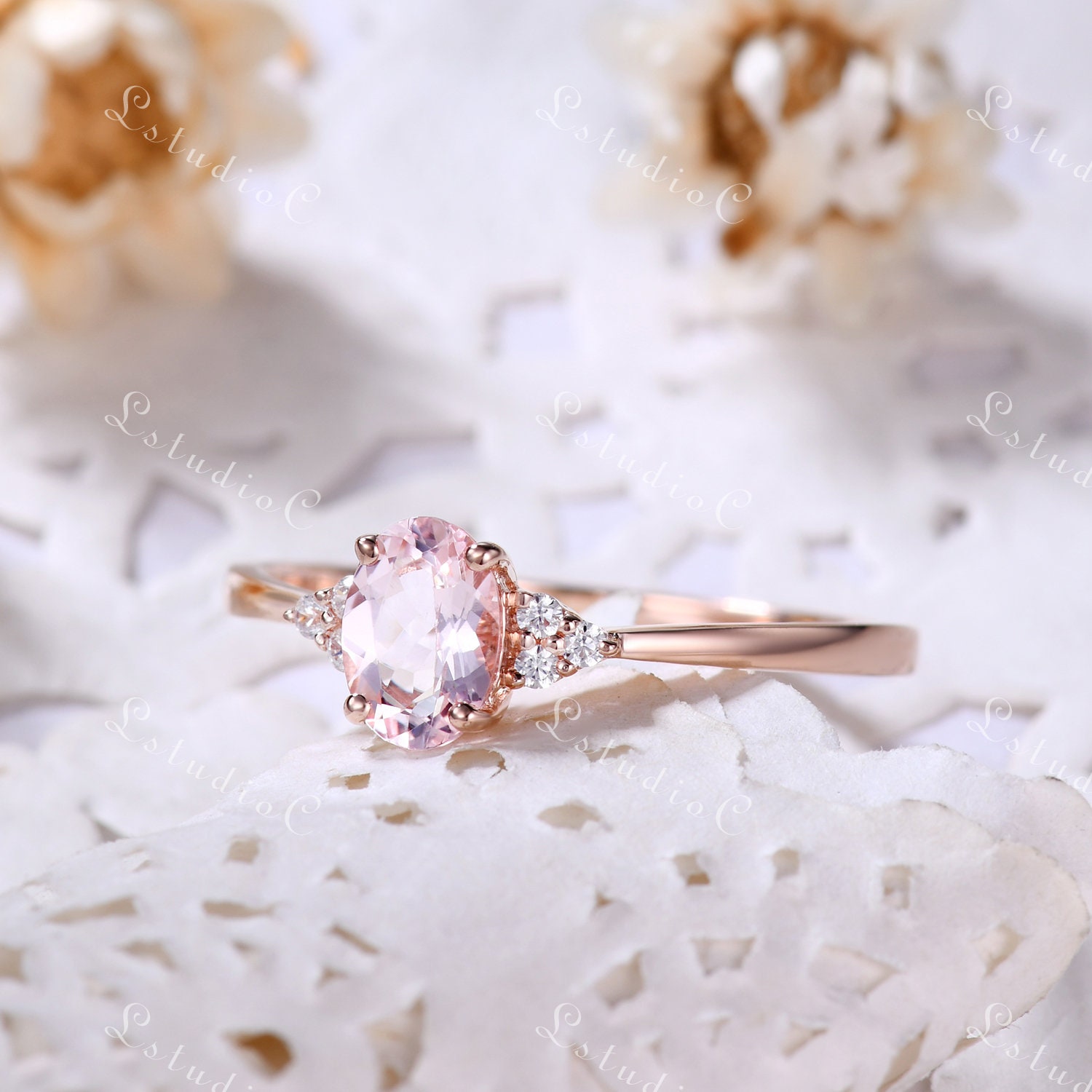 Pink stone shop wedding ring