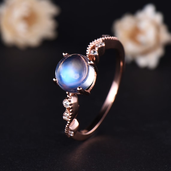 Clear Blue Sterling Silver Rainbow Moonstone Ring Clear Blue Sterling Silver Rainbow Moonstone Ring