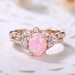 Fire Opal Ring Set Rose Gold Pink Opal Engagement Ring Set Vintage Oval cut Opal Wedding Ring Set Butterfly Ring Stacking Ring Promise Ring