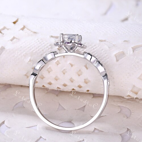 Vintage Rainbow Moonstone Engagement Ring Unique Blue Moonstone Wedding Ring Amethyst Ring shops Women Art Deco Bridal Ring Antique Floral Ring