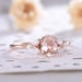 Pink Morganite Engagement Ring Oval Morganite Ring Rose Gold Art Deco Ring Vintage Morganite Ring Marquise Moissanite Ring Sterling Silver 