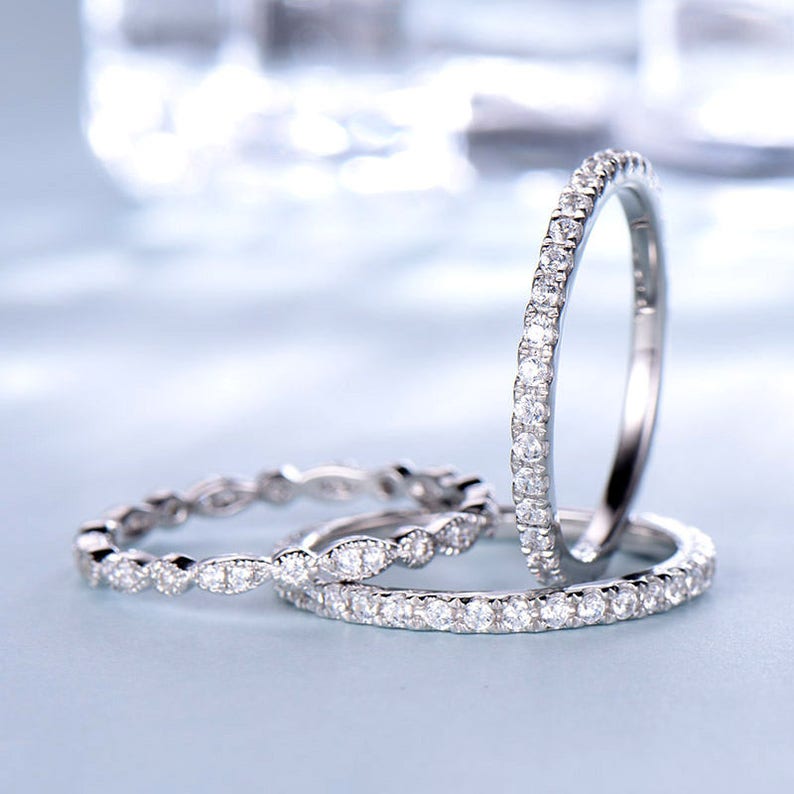 Full Eternity Wedding Ring Sets White Gold 14k/18k or in 925 Etsy