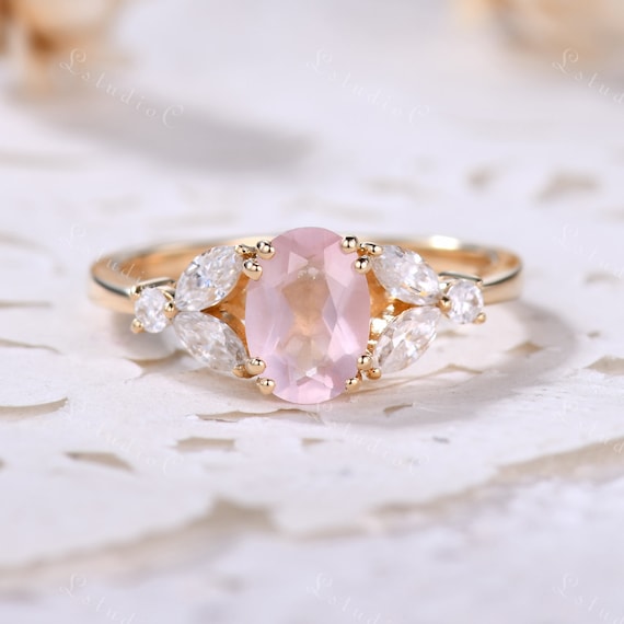 Sterling Silver Rose Quartz and White Sapphire Floral Ring Sterling Silver Rose Quartz and White Sapphire Floral Ring
