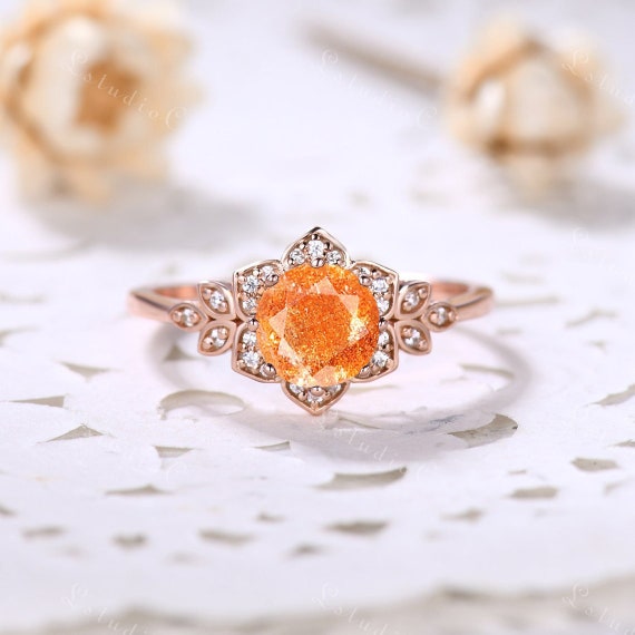 Rose gold clearance sunstone ring