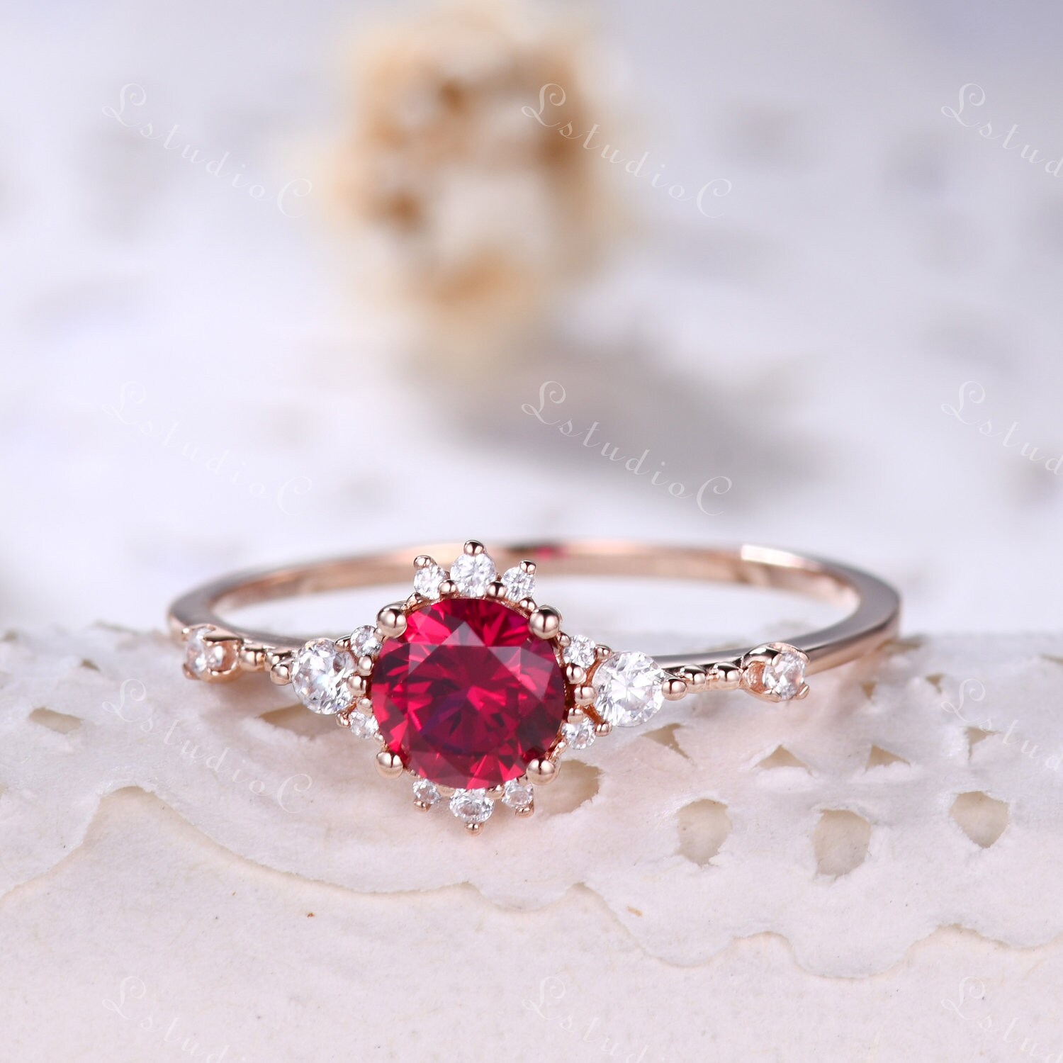 Antique Ruby Ring Vintage Ruby Engagement Ring Ruby Gemstone - Etsy