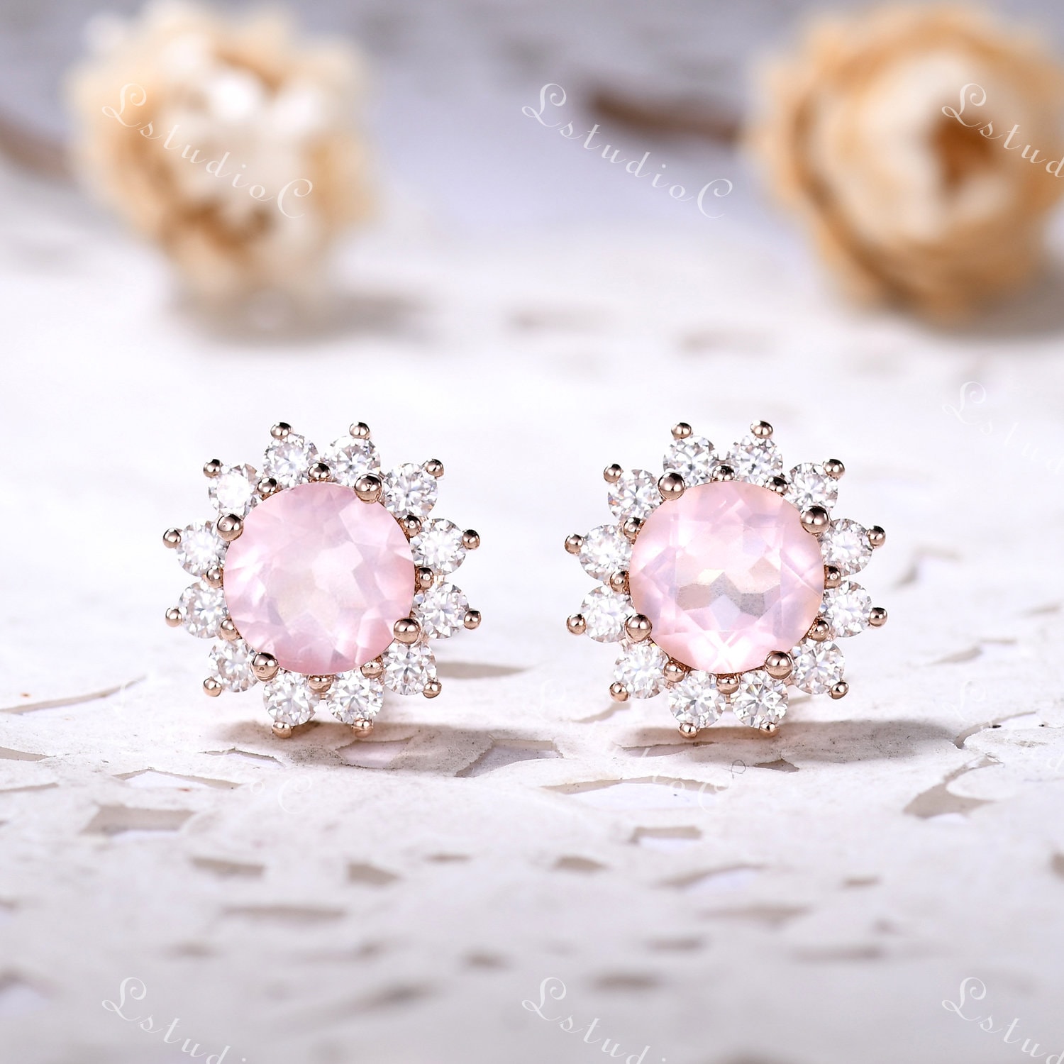 9ct rose gold Edison & Diamond earrings 9ct rose gold Edison & Diamond earrings