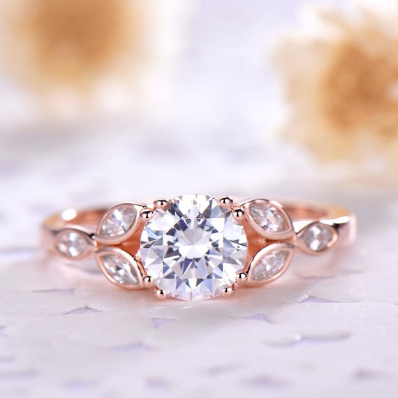 CZ Engagement Ring Cubic Zirconia Diamond Rose Gold 14k 18k | Etsy