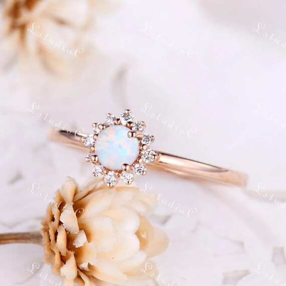 Minimalist opal ring deals
