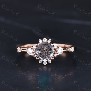 Vintage Blue Aquamarine Diamond Engagement Ring Sterling Silver Dainty March Birthstone Ring 14k Aquamarine Ring Women Wedding Promise Ring image 6