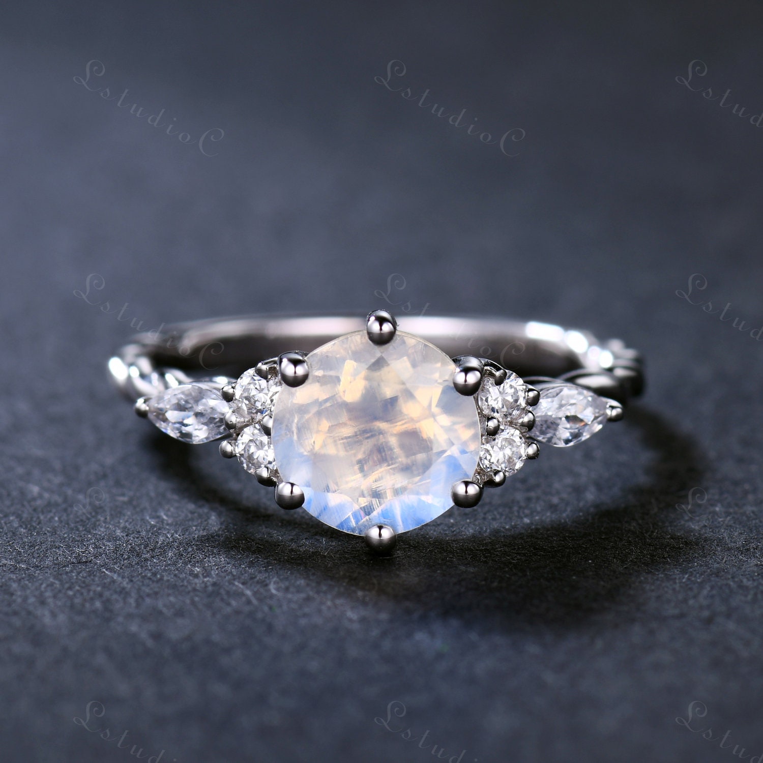 Rainbow Moonstone Engagement Ring