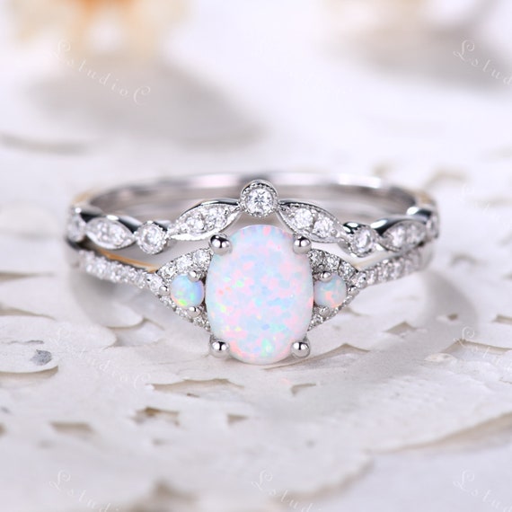 Rings Size 11 Women Set to My Daughter Crystal Pink Opal Jewelry
